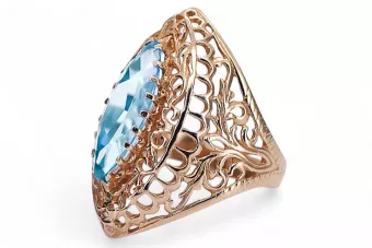 Vintage Ring Aquamarine Original Vintage 14K Rose Gold vrc090r