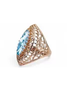 Aigue-marine Or rose 14 carats vintage d'origine Anneau Vintage vrc090r