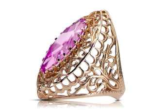 Anneau Artisanat vintage Améthyste Or rose 14 carats vintage d'origine vrc090r