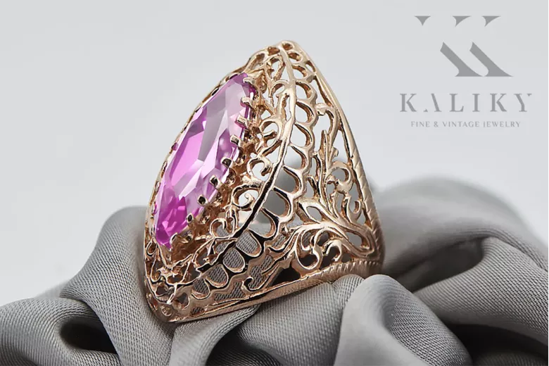 Amethyst Original Vintage 14K Rose Gold Ring Vintage craft vrc090r