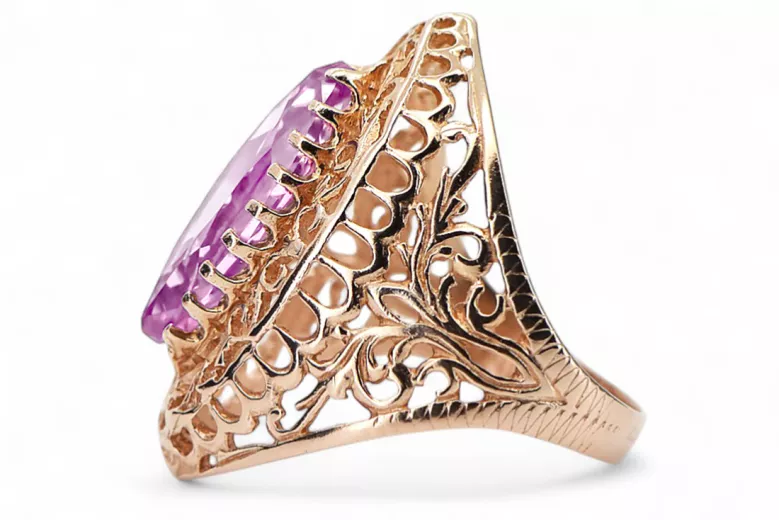 Amethyst Original Vintage 14K Rose Gold Ring Vintage craft vrc090r