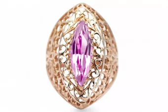 Oro rosa antiguo original de 14k Amatista Anillo Vintage vrc090r