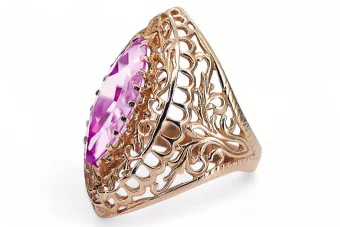 Anneau Artisanat vintage Améthyste Or rose 14 carats vintage d'origine vrc090r