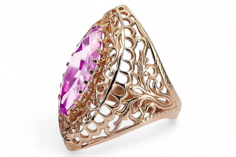 Amethyst Original Vintage 14K Rose Gold Ring Vintage craft vrc090r
