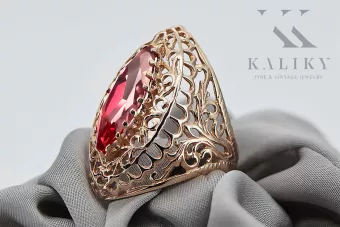 Žiedas Vintažiniai papuošalai Rubinas Originalus 14k rožinio aukso vintage vrc090r
