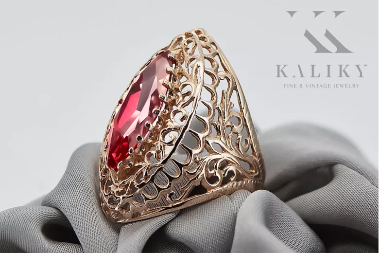 Ring Ruby Original Vintage 14K Rose Gold Vintage Jewlery vrc090r