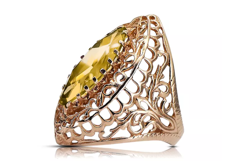 Original Vintage 14K Rose Gold Yellow Peridot Ring Vintage vrc090r