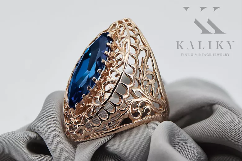 Ring Sapphire Original Vintage 14K Rose Gold Vintage craft vrc090r