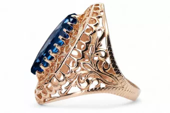 Saphir Or rose 14 carats vintage d'origine Anneau Artisanat vintage vrc090r