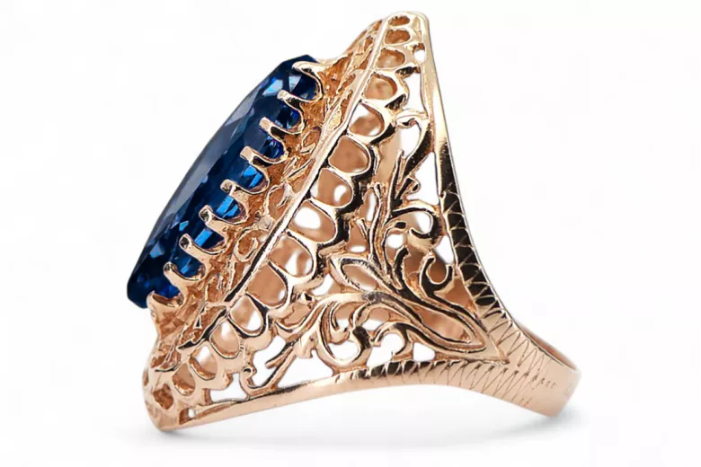 Ring Sapphire Original Vintage 14K Rose Gold Vintage craft vrc090r