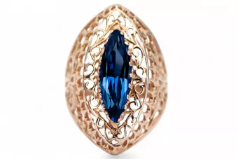 Anillo Artesanía vintage Zafiro Oro rosa antiguo original de 14k vrc090r