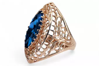 Saphir Or rose 14 carats vintage d'origine Anneau Artisanat vintage vrc090r