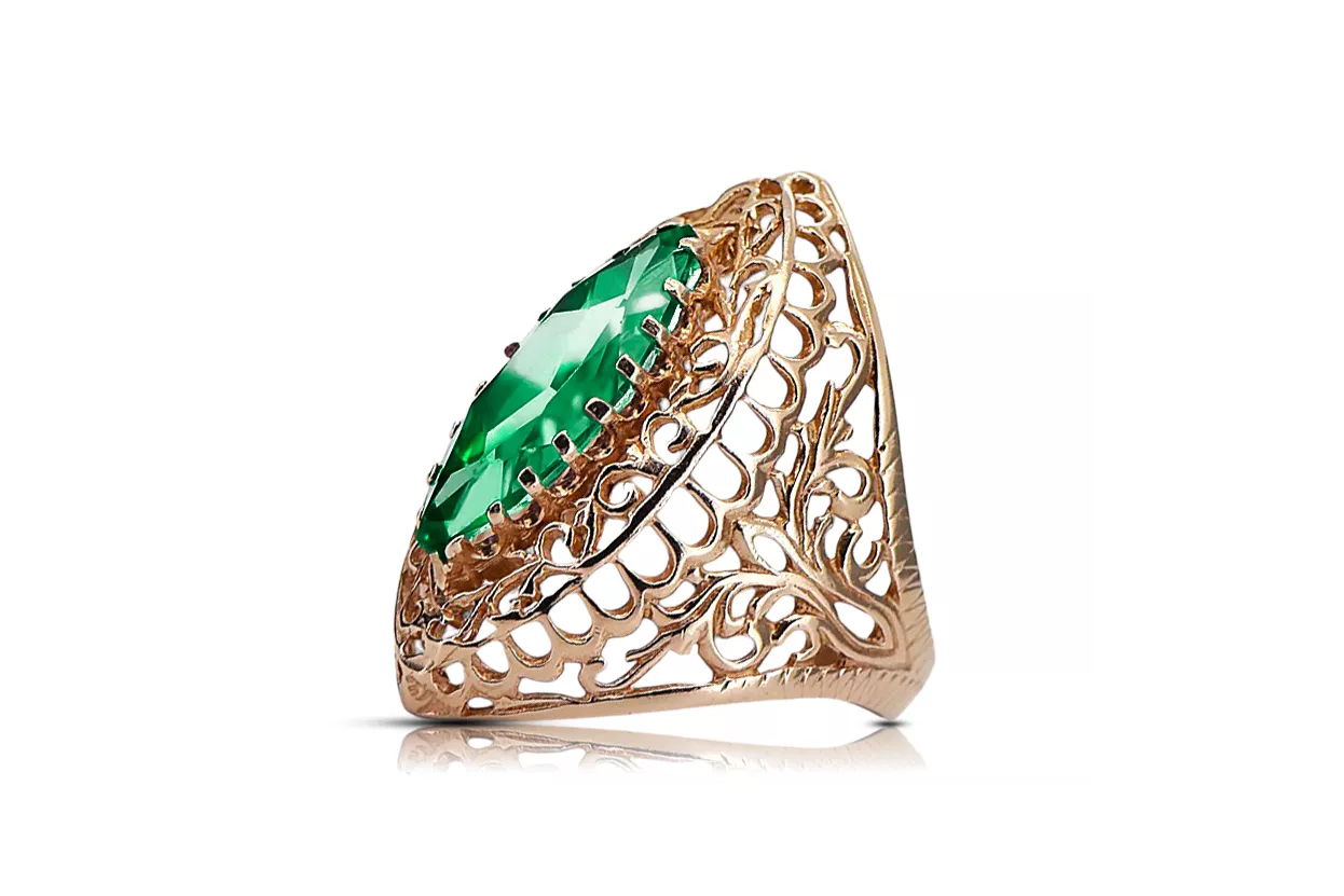 Ring Emerald Original Vintage 14K Rose Gold Vintage vrc090r Ring Emerald Original Vintage 14K Rose Gold Vintage vrc090r