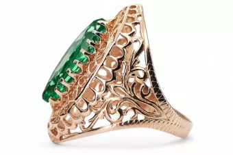 حرف يدوية فينتاج خاتم الزمرد الذهب الوردي الأصلي vrc090r