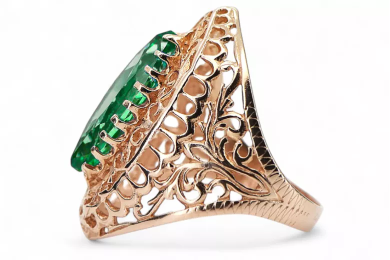 Ring Emerald Original Vintage 14K Rose Gold Vintage vrc090r
