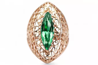 Vintage Anillo Esmeralda Oro rosa antiguo original de 14k vrc090r