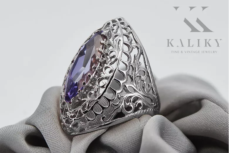 Silver ring 925 with Alexandrite vrc090s Russian Soviet Vintage style