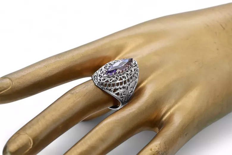 Silver ring 925 with Alexandrite vrc090s Russian Soviet Vintage style