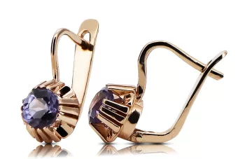 Rose pink 14k 585 gold alexandrite earrings vec027 Vintage Russian Soviet style