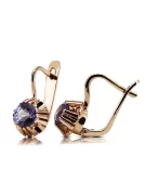 Rose pink 14k 585 gold alexandrite earrings vec027 Vintage Russian Soviet style