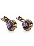 Rose pink 14k 585 gold alexandrite earrings vec027 Vintage Russian Soviet style