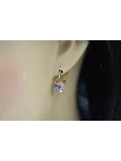 Kolczyki z różowego czerwonego 14k złota 585 z aleksandrytem vec027 Vintage styl