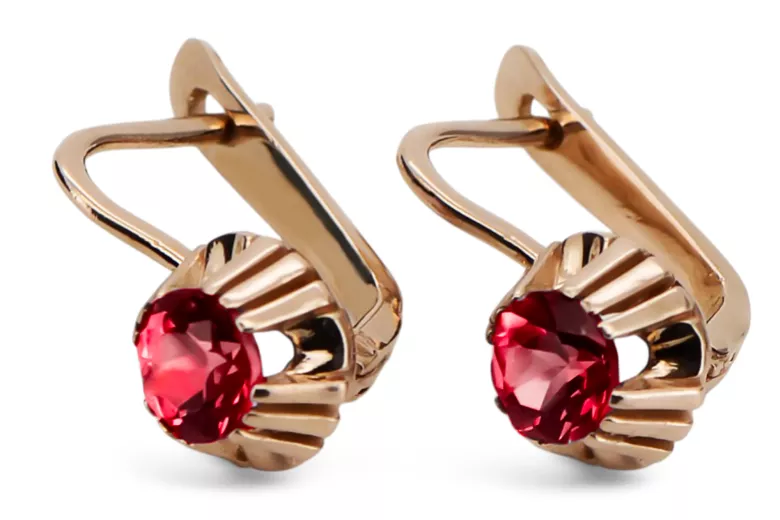 Ohrringe Rubinrot Originales Vintage-Roségold aus 14 Karat Vintage vec027r