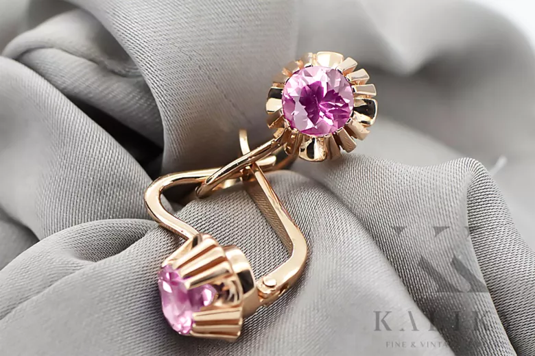 Vintage Jewlery Earrings Amethyst Original Vintage 14K Rose Gold vec027r