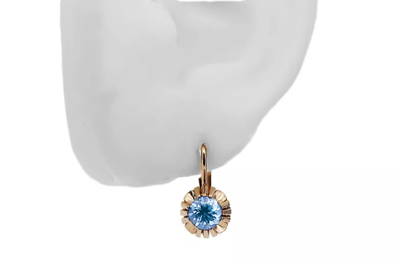 Aquamarin Originales Vintage-Roségold aus 14 Karat Ohrringe Vintage Schmuck vec027r