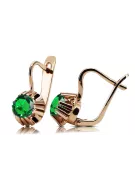 Oro rosa antiguo original de 14k Esmeralda Pendientes Artesanía vintage vec027r