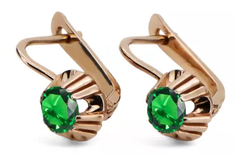 Oro rosa antiguo original de 14k Esmeralda Pendientes Artesanía vintage vec027r