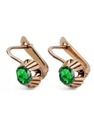 Oro rosa antiguo original de 14k Esmeralda Pendientes Artesanía vintage vec027r