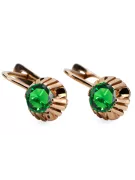 Oro rosa antiguo original de 14k Esmeralda Pendientes Artesanía vintage vec027r