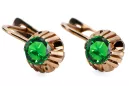 Oro rosa antiguo original de 14k Esmeralda Pendientes Artesanía vintage vec027r