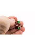 Oro rosa antiguo original de 14k Esmeralda Pendientes Artesanía vintage vec027r