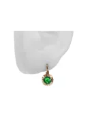 Oro rosa antiguo original de 14k Esmeralda Pendientes Artesanía vintage vec027r