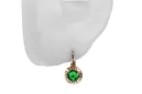 Oro rosa antiguo original de 14k Esmeralda Pendientes Artesanía vintage vec027r