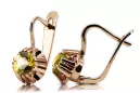 Pendientes Joyería vintage Peridoto amarillo Oro rosa antiguo original de 14k vec027r