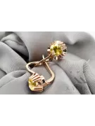 Pendientes Joyería vintage Peridoto amarillo Oro rosa antiguo original de 14k vec027r