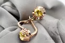Pendientes Joyería vintage Peridoto amarillo Oro rosa antiguo original de 14k vec027r