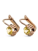 Pendientes Joyería vintage Peridoto amarillo Oro rosa antiguo original de 14k vec027r