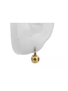 Pendientes Joyería vintage Peridoto amarillo Oro rosa antiguo original de 14k vec027r