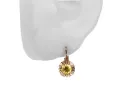 Pendientes Joyería vintage Peridoto amarillo Oro rosa antiguo original de 14k vec027r