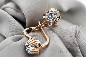 Обеци Винтидж крафт Циркон Оригинално ретро 14k розово злато vec027r