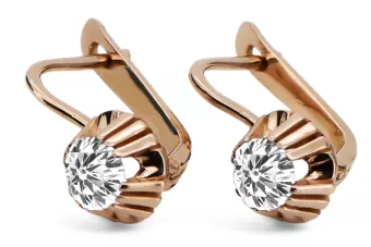 Обеци Винтидж крафт Циркон Оригинално ретро 14k розово злато vec027r