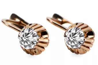 Earrings Vintage craft Zircon Original Vintage 14K Rose Gold vec027r