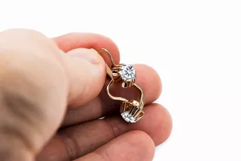 Обеци Винтидж крафт Циркон Оригинално ретро 14k розово злато vec027r