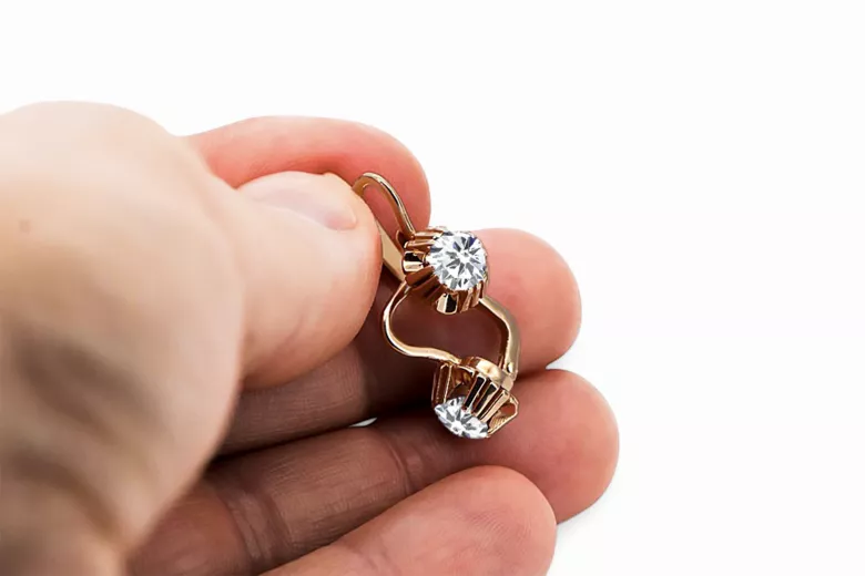 Zircon Original vintage din aur roz de 14k Cercei Vintage vec027r