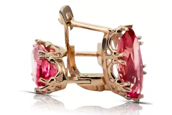 Ohrringe Vintage Stil Rubinrot Originales Vintage-Roségold aus 14 Karat vec021r