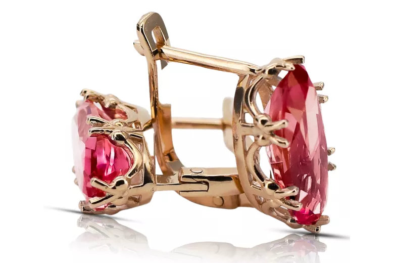 Ohrringe Vintage Stil Rubinrot Originales Vintage-Roségold aus 14 Karat vec021r
